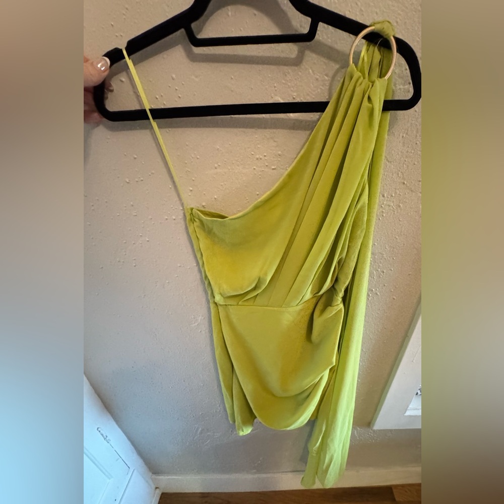 Asymmetrical Green Yellow Dress